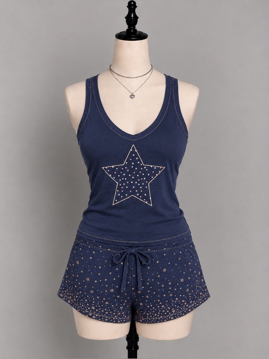 La Vie En Rose Other - 🍭2/30$ La Vie En Rose Navy Tank & Star-Print Shorts Sleep Set